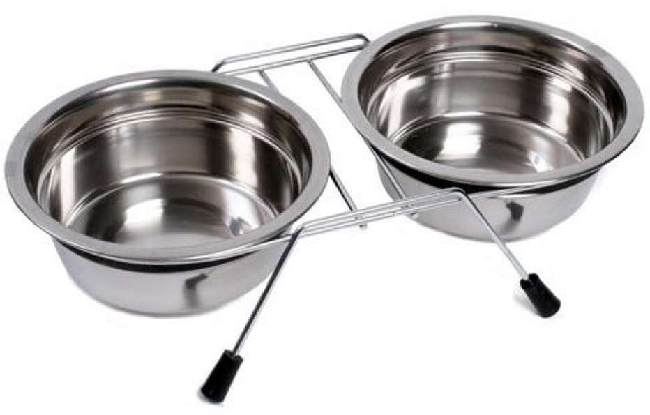Comedouro e Bebedouro Meau Duplo Inox para Cães e Gatos - 325 mL
