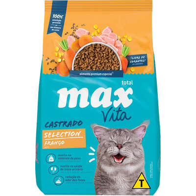 Ração Seca Total Max Cat Vita Selection Frango para Gatos Castrados