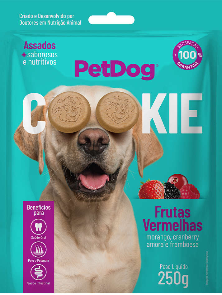 Biscoito PetDog Cookie para Cães Sabor Frutas Vermelhas - 250g
