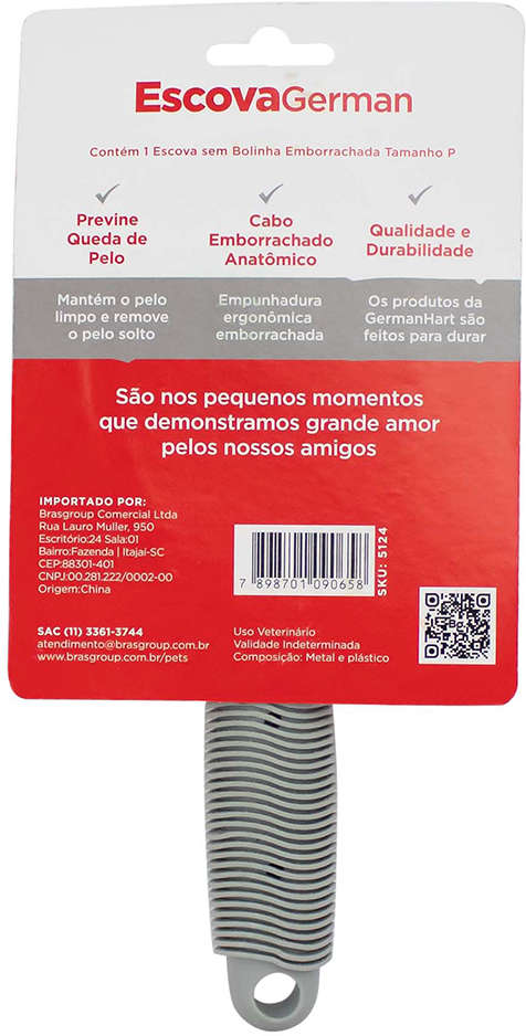 Escova GermanHart Grooming Borracha Sem Bolinha para Cães - Tam. P