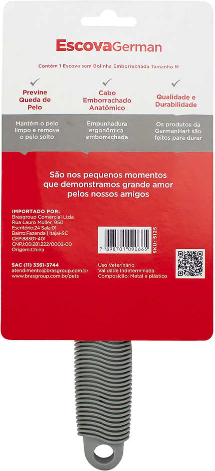 Escova GermanHart Grooming Borracha Sem Bolinha para Cães - Tam. M