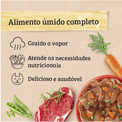 Ração Úmida Kelcat Sachê Carne, Ervilha e Cenoura