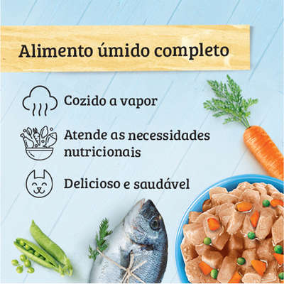 Ração Úmida Kelcat Sachê Peixe, Ervilha e Cenoura