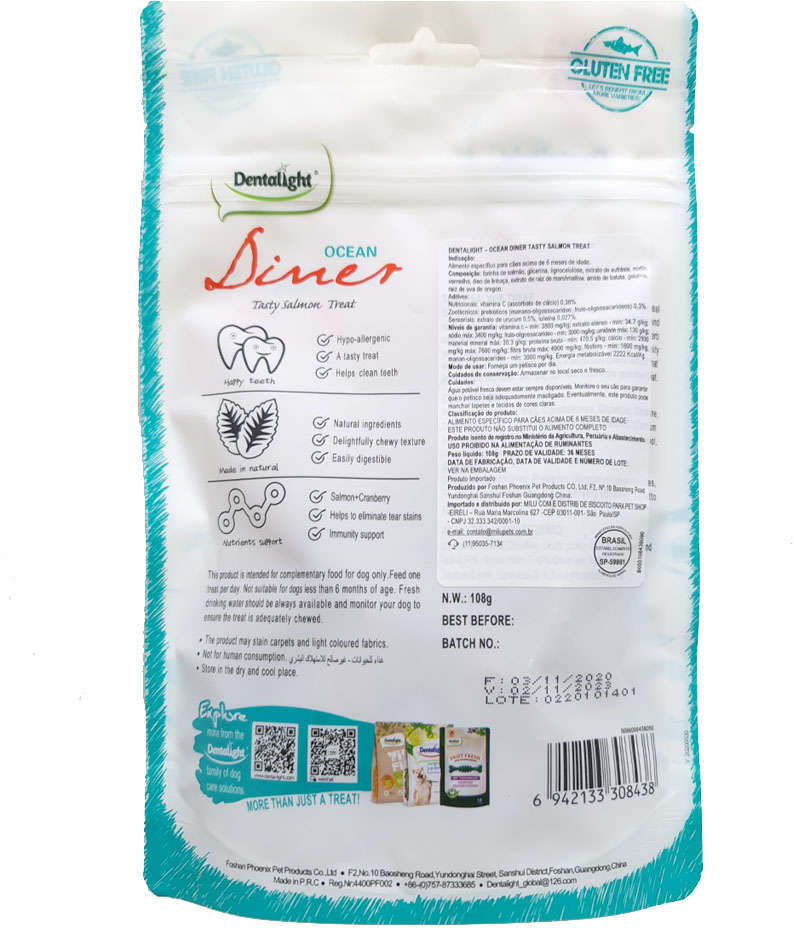 Petisco Dentalight Ocean Diner Sabor Salmão para Cães - 108 g