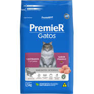 Ração Seca Premier Pet Ambientes Internos Frango 7 a 11 Anos para Gatos Castrados - 1,5Kg