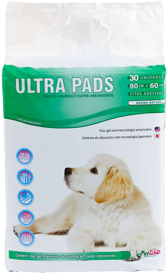 Tapete Higiênico PetLike Ultra Pads 80 cm - 30 Unidades