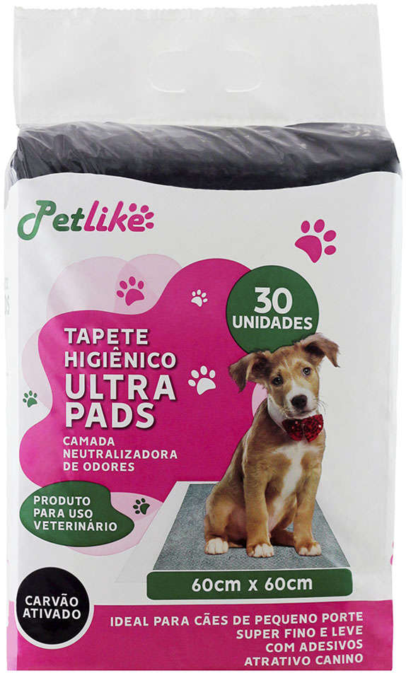 Tapete Higiênico PetLike Ultra Pads Carbono 60 cm - 30 Unidades