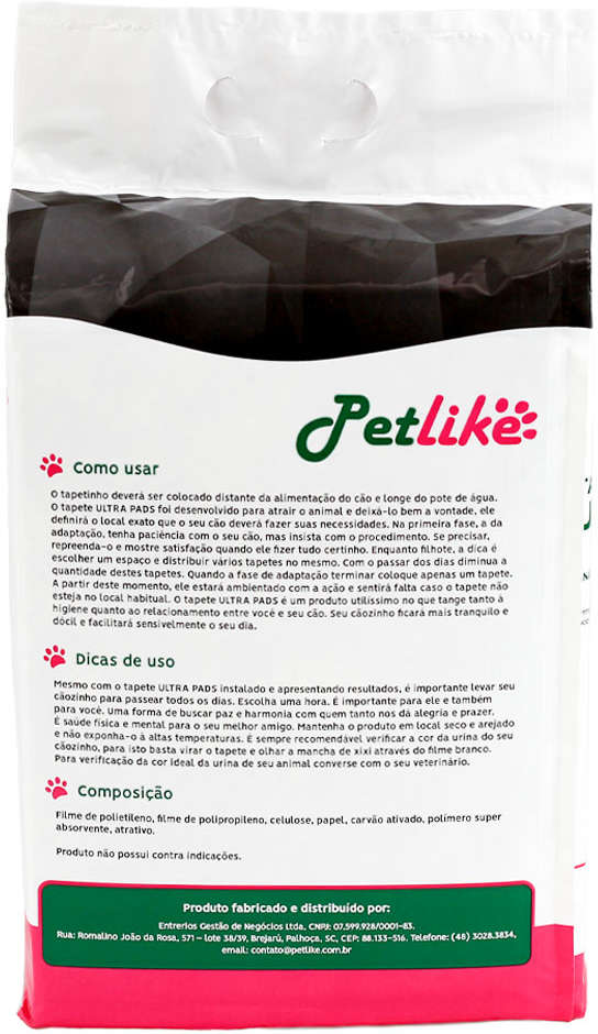 Tapete Higiênico PetLike Ultra Pads Carbono 60 cm - 30 Unidades
