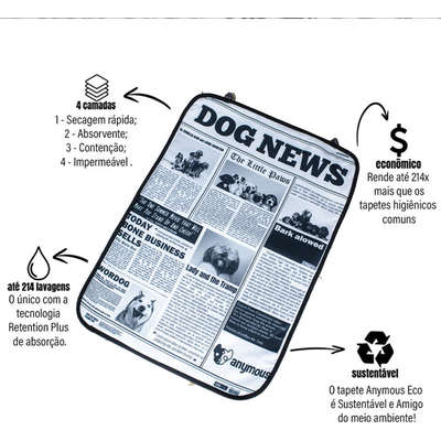 Tapete Higiênico Anymous Dog News Lavável para Cães