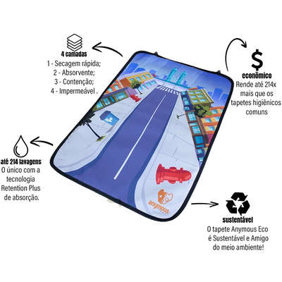 Tapete Higiênico Anymous Metrópole Lavável para Cães