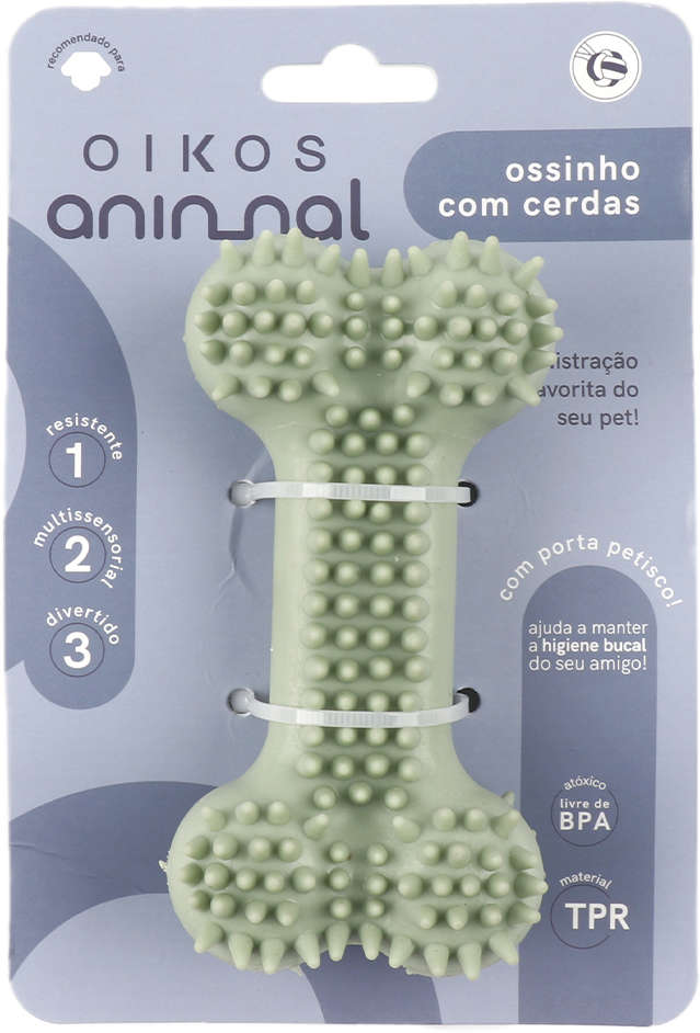 Brinquedo Osso com Cerdas Verde para Cães - Tam. Único