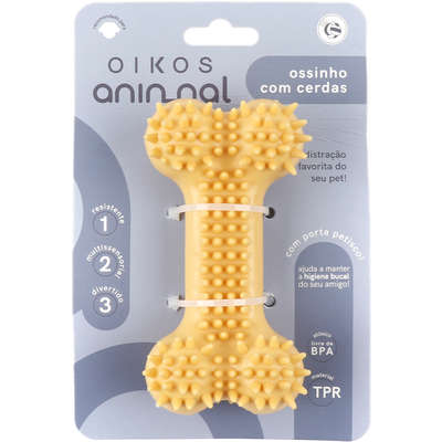 Brinquedo Osso com Cerdas Amarelo para Cães