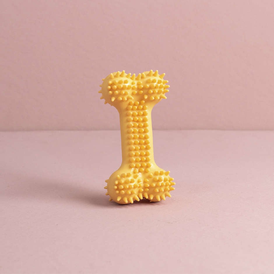Brinquedo Osso com Cerdas Amarelo para Cães - Tam. Único