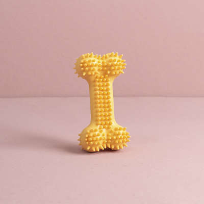 Brinquedo Osso com Cerdas Amarelo para Cães