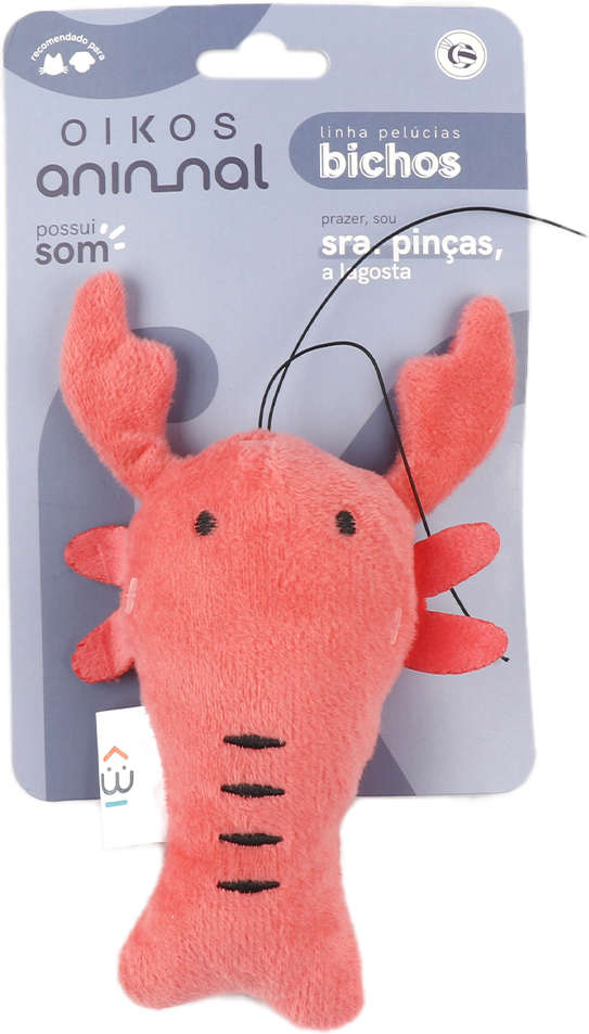 Brinquedo Pelúcia Lagosta para Cães e Gatos - Tam. Único