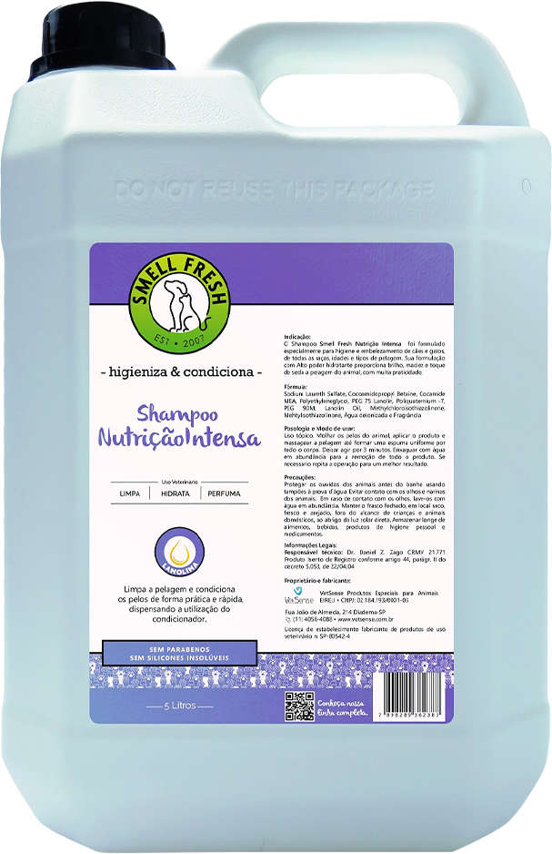 Shampoo VetSense Smell Fresh Nutrição Intensa para Cães e Gatos - 5 Litros