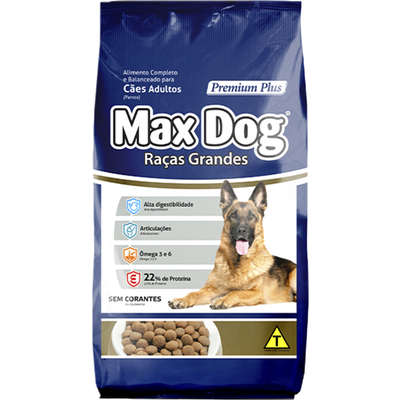 Ração Seca Max Dog para Cães Adultos Raças Grandes