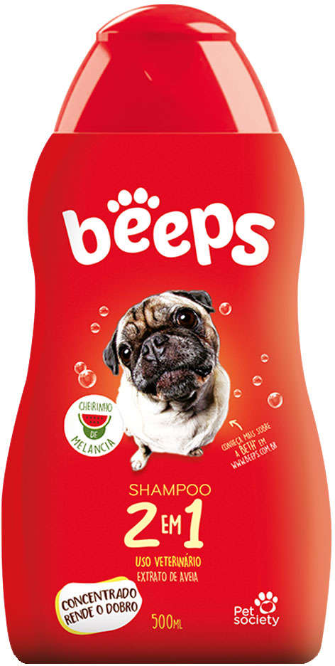 Shampoo Pet Society Beeps 2 em 1 - 500 mL