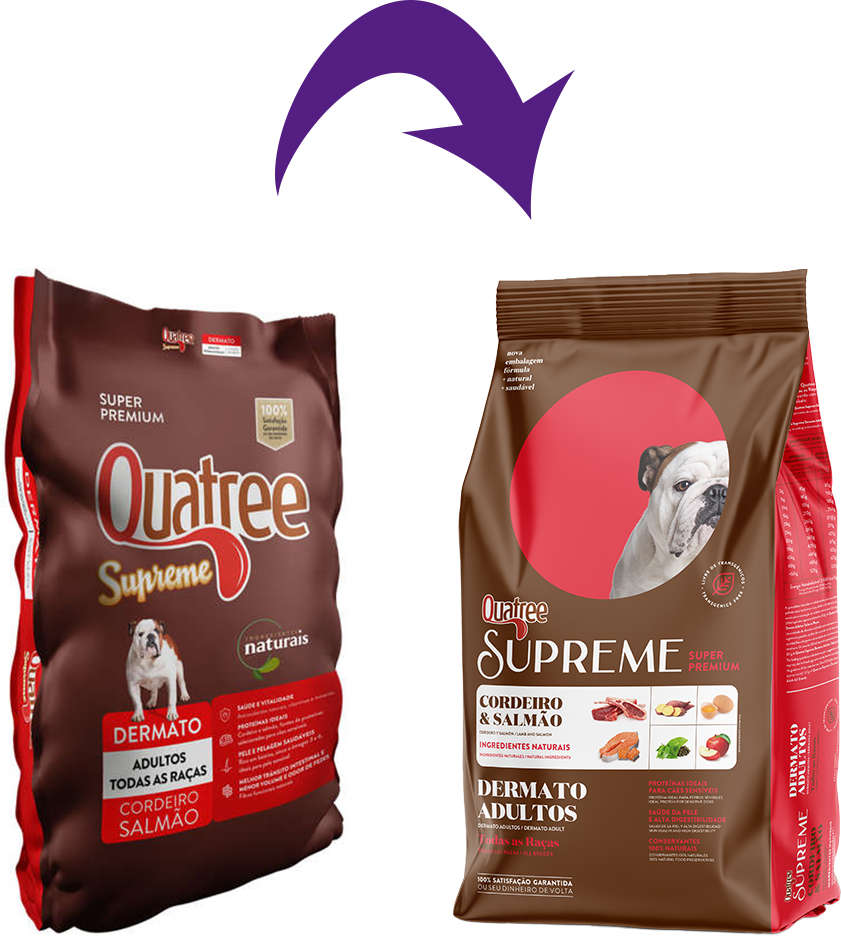 Ração Seca Quatree Supreme Dermato Cordeiro e Salmão Cães Adultos - 18Kg