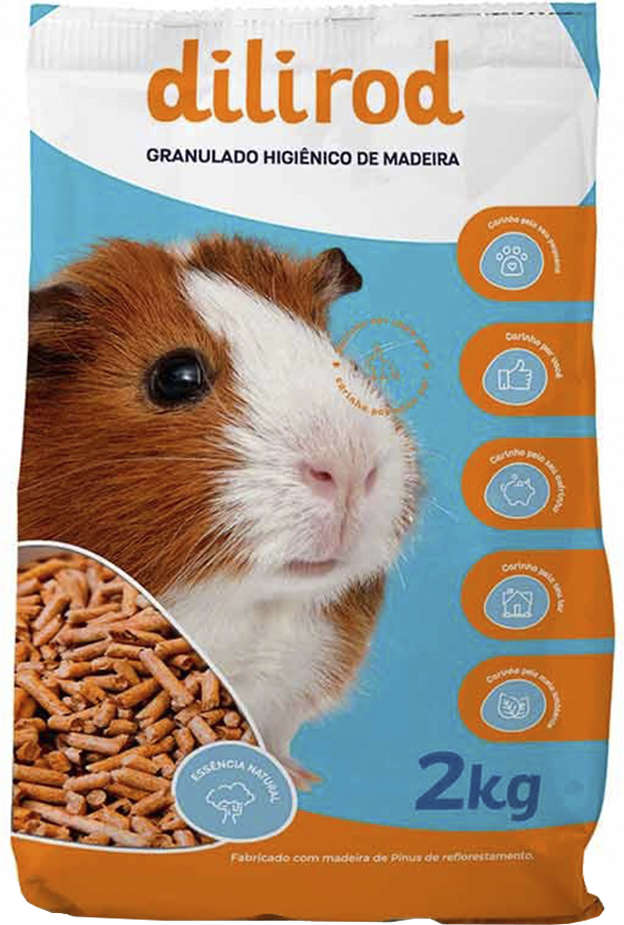 Granulado Higiênico de Madeira Dilirod para Roedores - 2Kg
