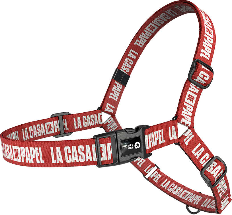 Peitoral Antipuxão Future Pet La Casa de Papel Vermelho para Cães - Tam. G