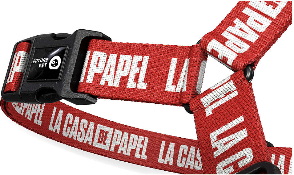 Peitoral Antipuxão Future Pet La Casa de Papel Vermelho para Cães - Tam. G