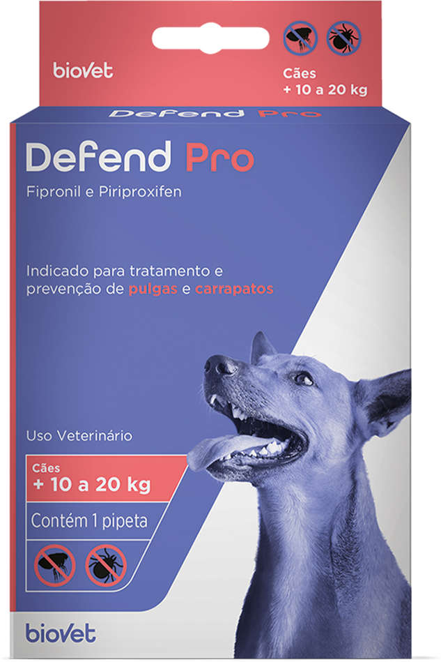 Antipulgas e Carrapatos Biovet Defend Pro para Cães de 10 a 20Kg - 1 Pipeta