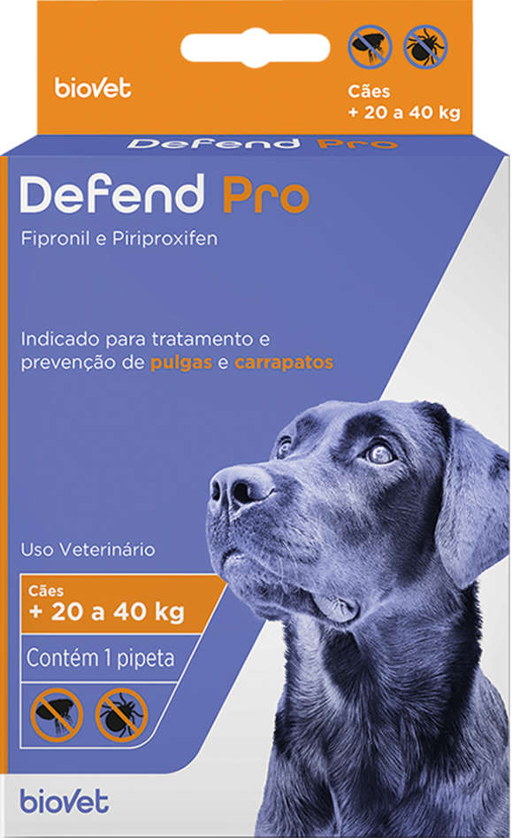 Antipulgas e Carrapatos Biovet Defend Pro para Cães de 20 a 40Kg - 1 Pipeta