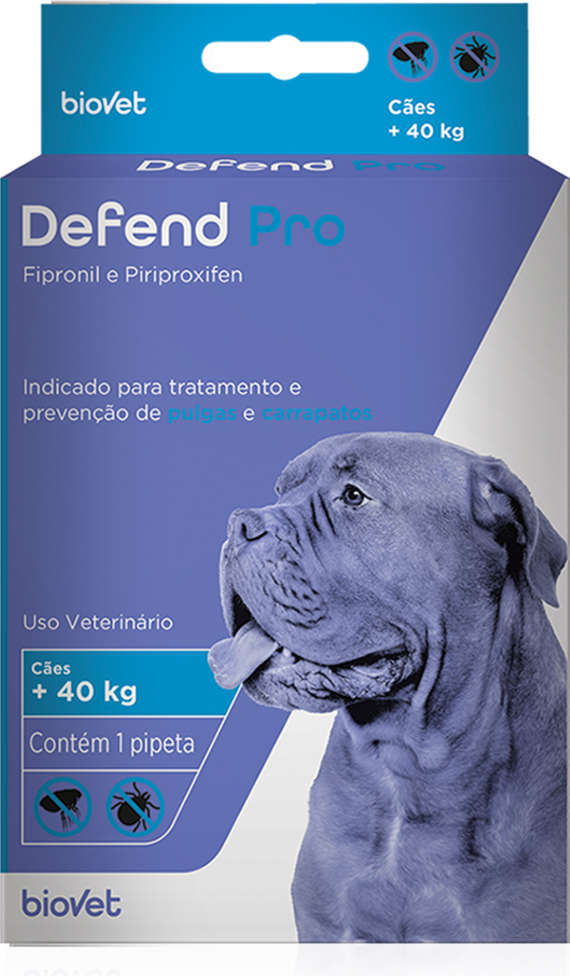 Antipulgas e Carrapatos Biovet Defend Pro para Cães de 40Kg - 1 Pipeta