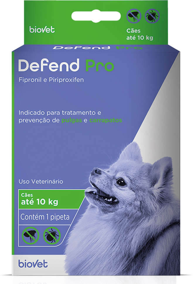 Antipulgas e Carrapatos Biovet Defend Pro para Cães até 10Kg - 1 Pipeta