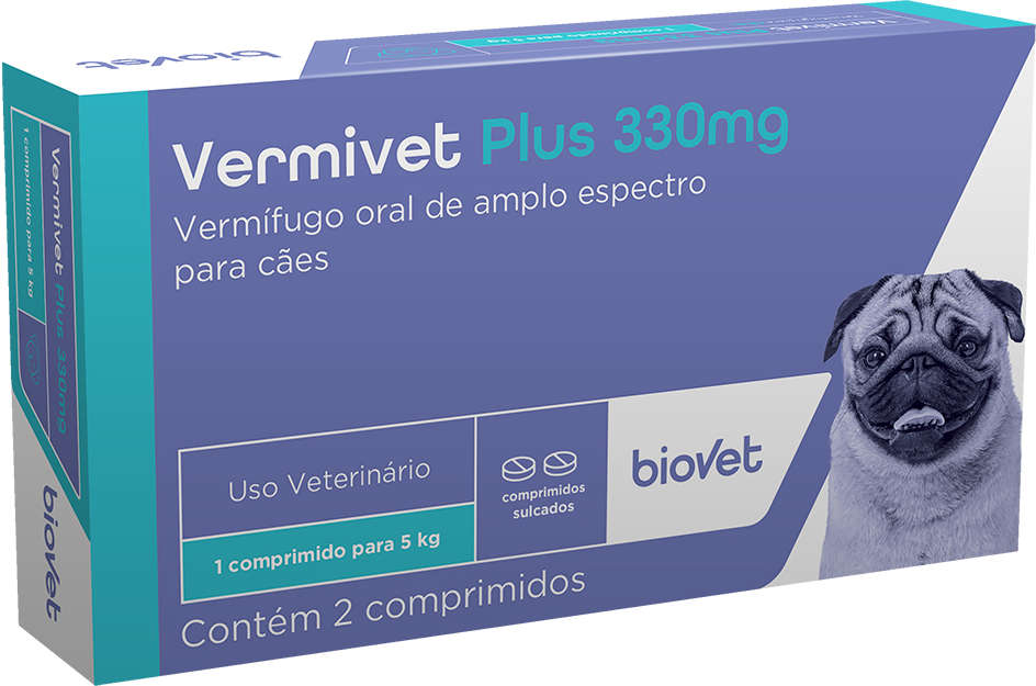 Vermífugo Biovet Vermivet Plus 330 mg para Cães - 2 Comprimidos