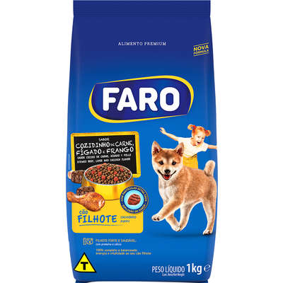 Ração Seca Faro Cozidinho de Carne, Fígado e Frango para Cães Filhotes