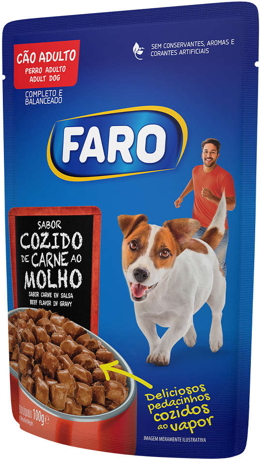 Ração Úmida Faro Cozido de Carne ao Molho para Cães Adultos - 100 g
