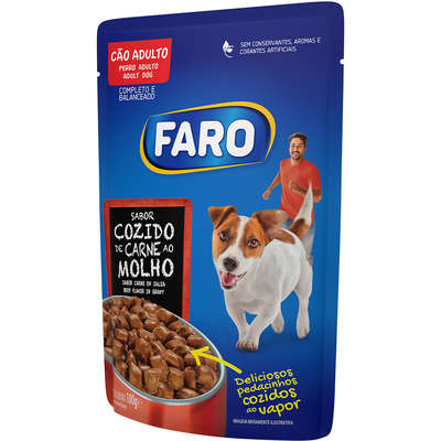 Ração Úmida Faro Cozido de Carne ao Molho para Cães Adultos