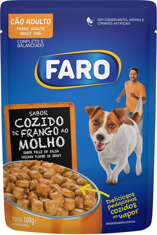 Ração Úmida Faro Cozido de Frango ao Molho para Cães Adultos - 100 g