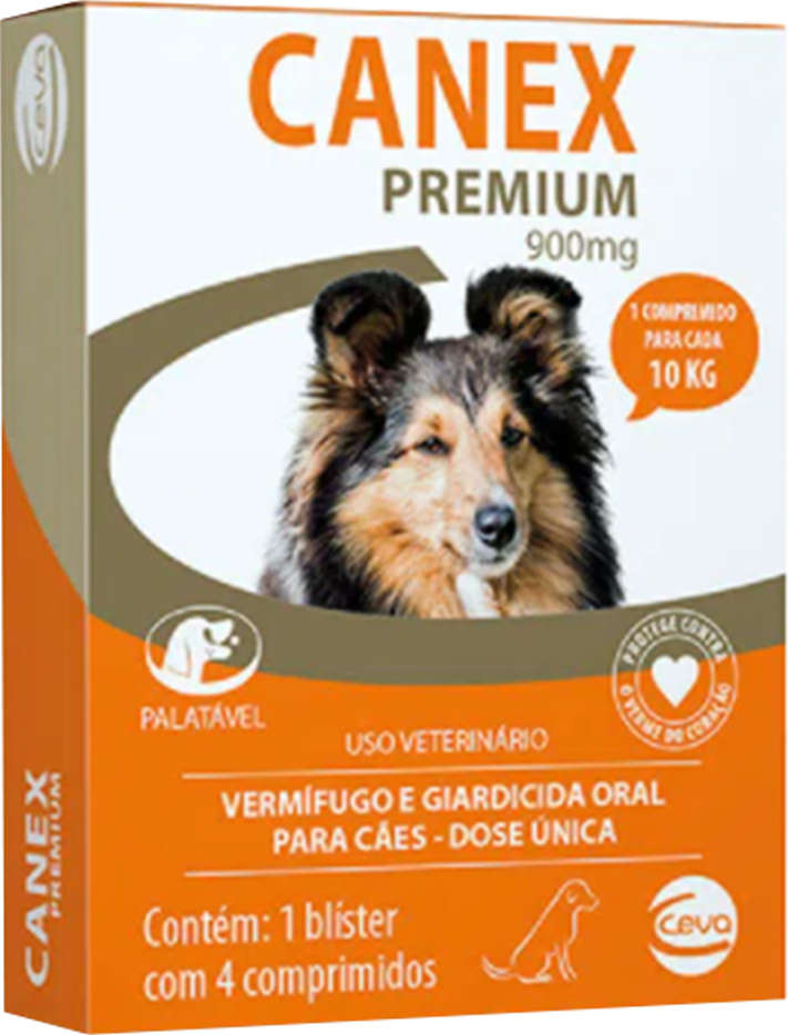 Vermifugo Canex Premium 900 mg para Cães até 10Kg - 4 Comprimidos