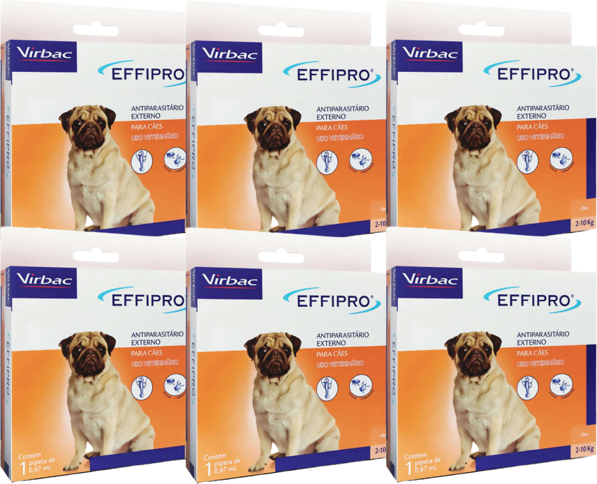 Kit Antipulgas e Carrapatos Virbac Effipro 0,67 mL - Cães de 2 até 10Kg - KIT