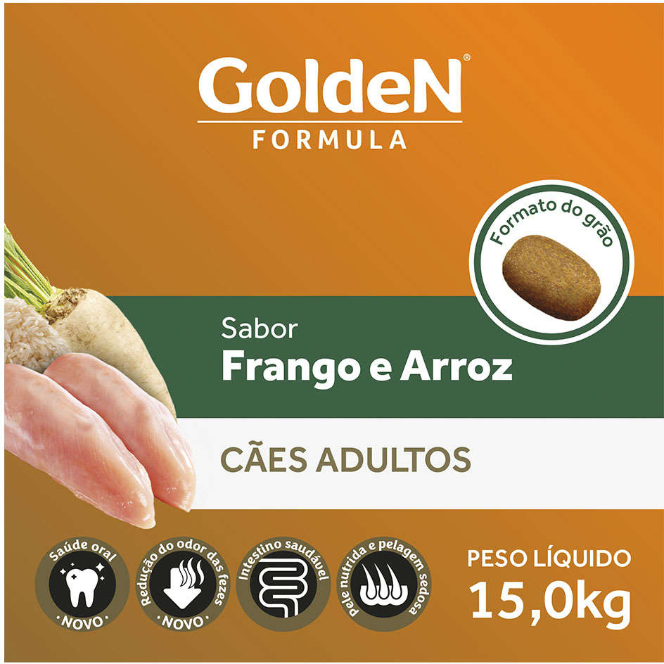 Ração Seca PremieR Pet Golden Formula Cães Adultos Frango e Arroz - 15Kg