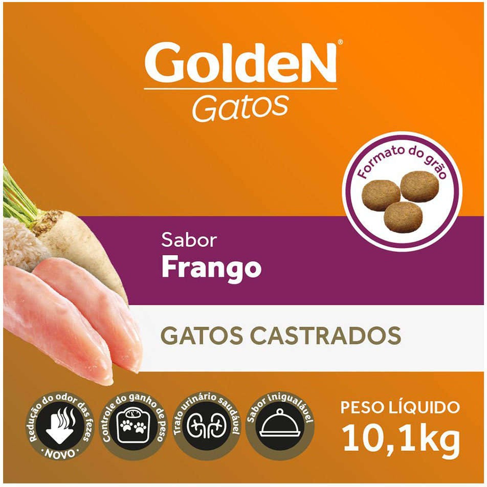 Ração Seca PremieR Pet Golden Gatos Adultos Castrados Frango - 10Kg