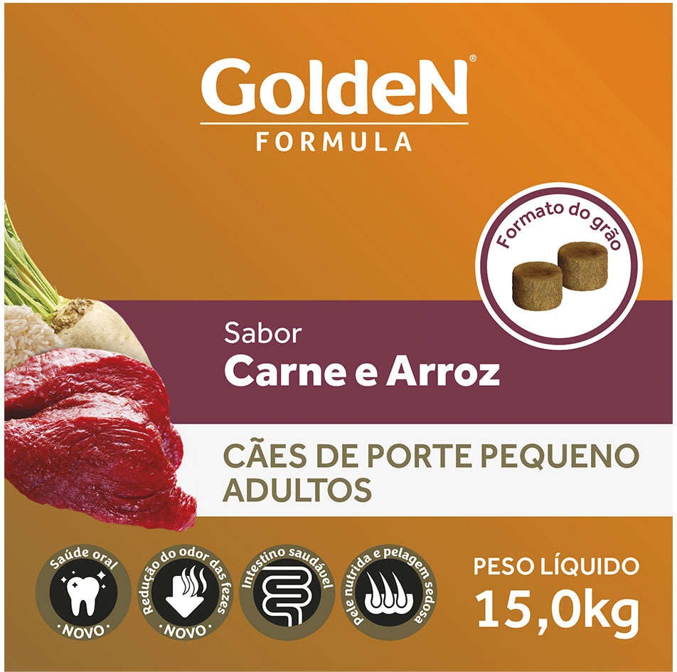 Ração Seca PremieR Pet Golden Formula Carne e Arroz para Cães Adultos de Raças Pequenas - 15Kg