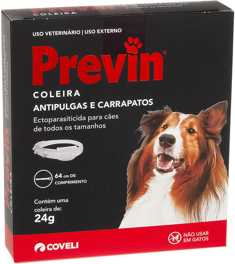 Coleira Anti Pulgas e Carrapatos Coveli Previn para Cães - 24 g