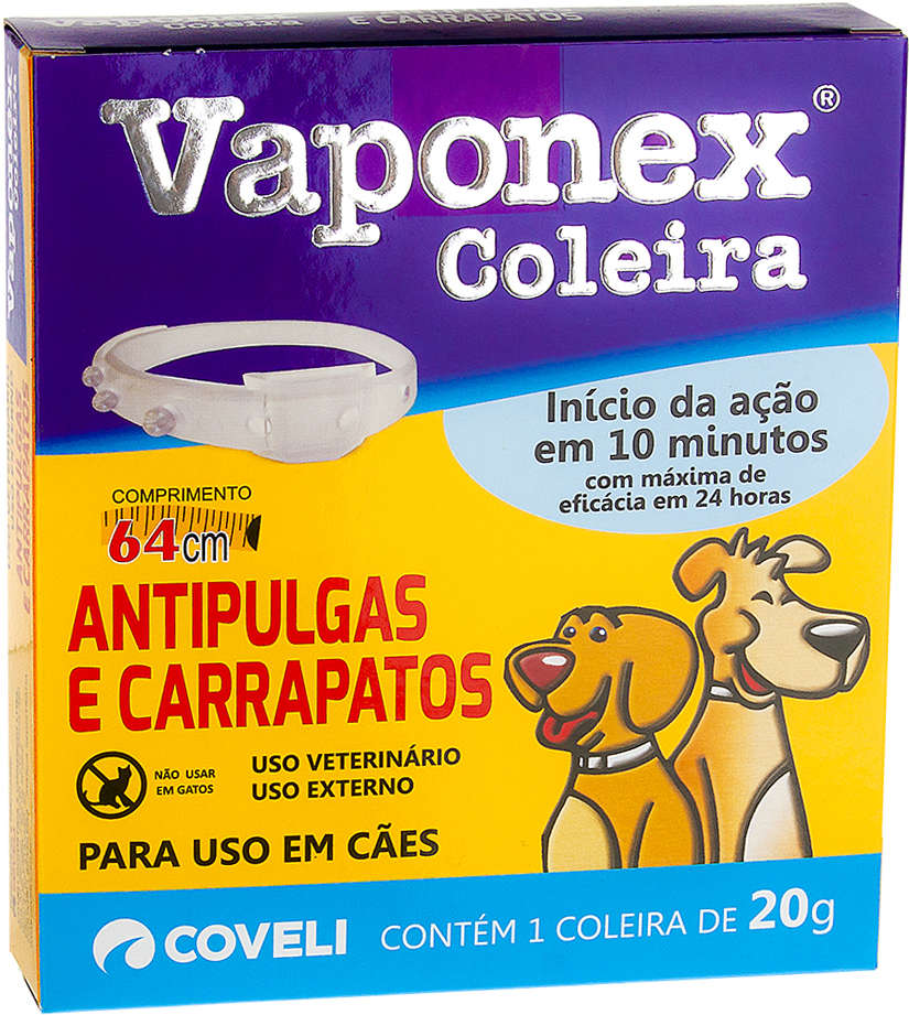 Coleira Anti Pulgas Coveli Vaponex para Cães - 20 g