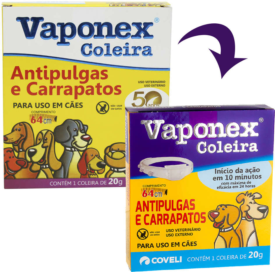 Coleira Anti Pulgas Coveli Vaponex para Cães - 20 g
