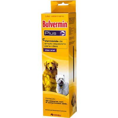 Vermífugo Coveli Bulvermin Plus 4 Comprimidos para Cães
