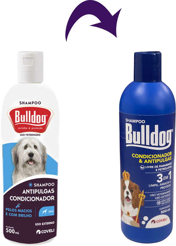 Shampoo e Condicionador Coveli Antipulgas Bulldog para Cães - 500 mL