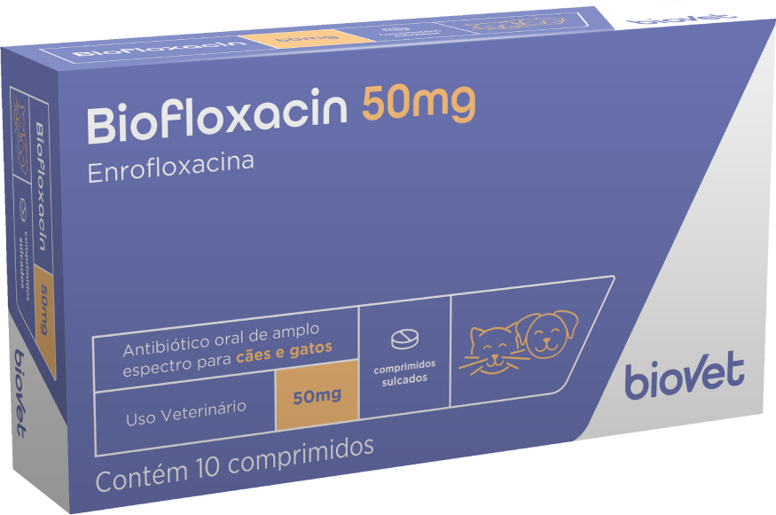 Antibiótico Biofloxacin Biovet 50 mg - 10 Comprimidos