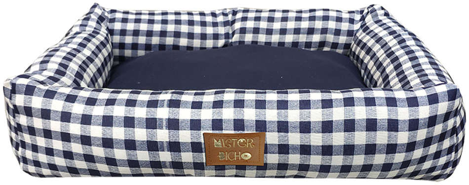 Cama Mister Bicho Xadrez Basic Azul - Tam. G