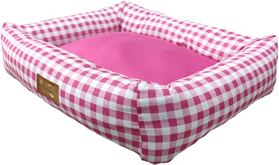 Cama Mister Bicho Xadrez Basic Rosa - Tam. G
