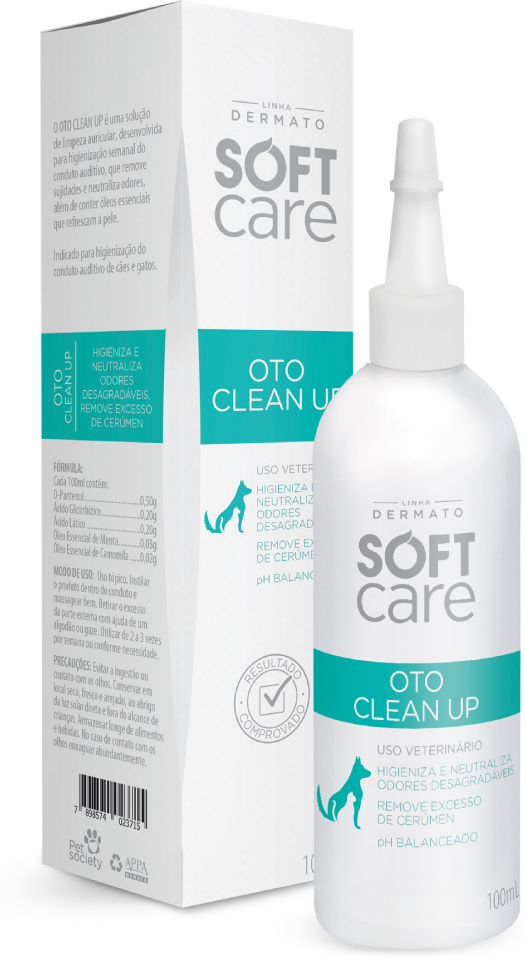 Solução Pet Society Soft Care Limpeza Auricular Oto Clean Up - 100 mL