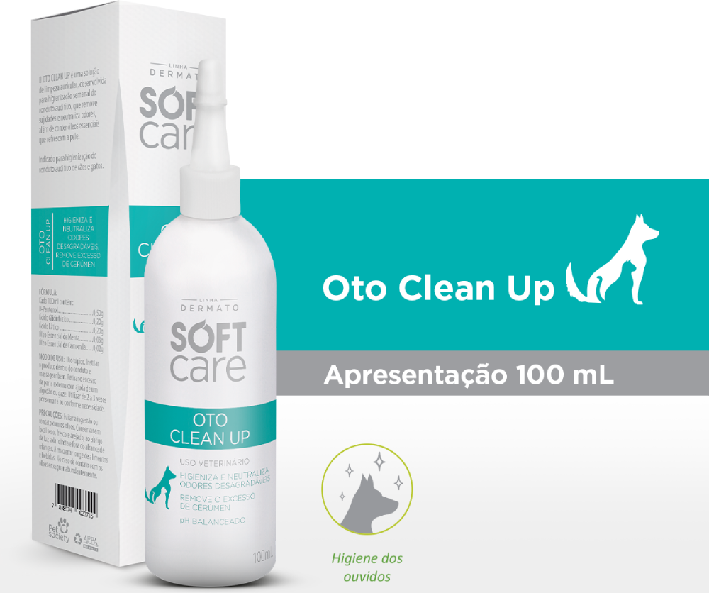 Solução Pet Society Soft Care Limpeza Auricular Oto Clean Up - 100 mL